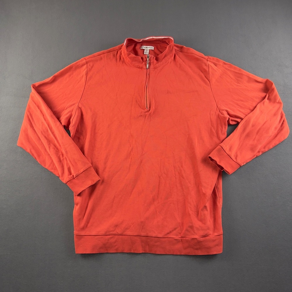 Peter Millar Mens XL Red Orange 100% Pima Cotton Quarter Zip Pullover MC00K31